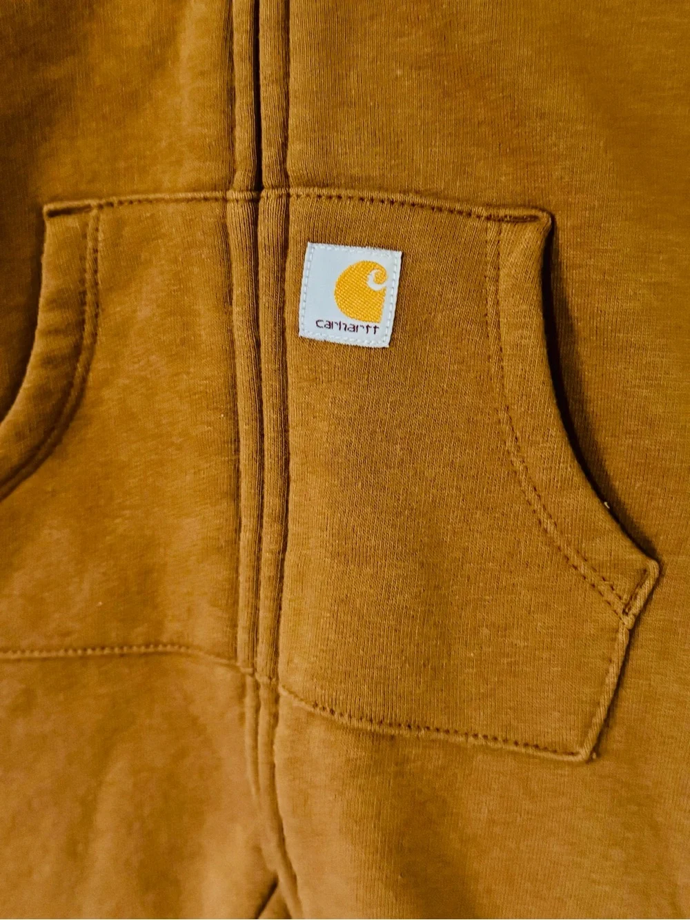 Carhartt Kids Hooded Zip One-Piece in Rust Brown Size 6 Mth.